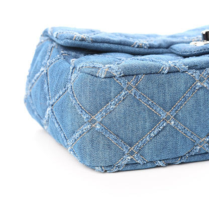Chanel Denim Quilted Medium Distressed Single Flap Blue 7 of 10