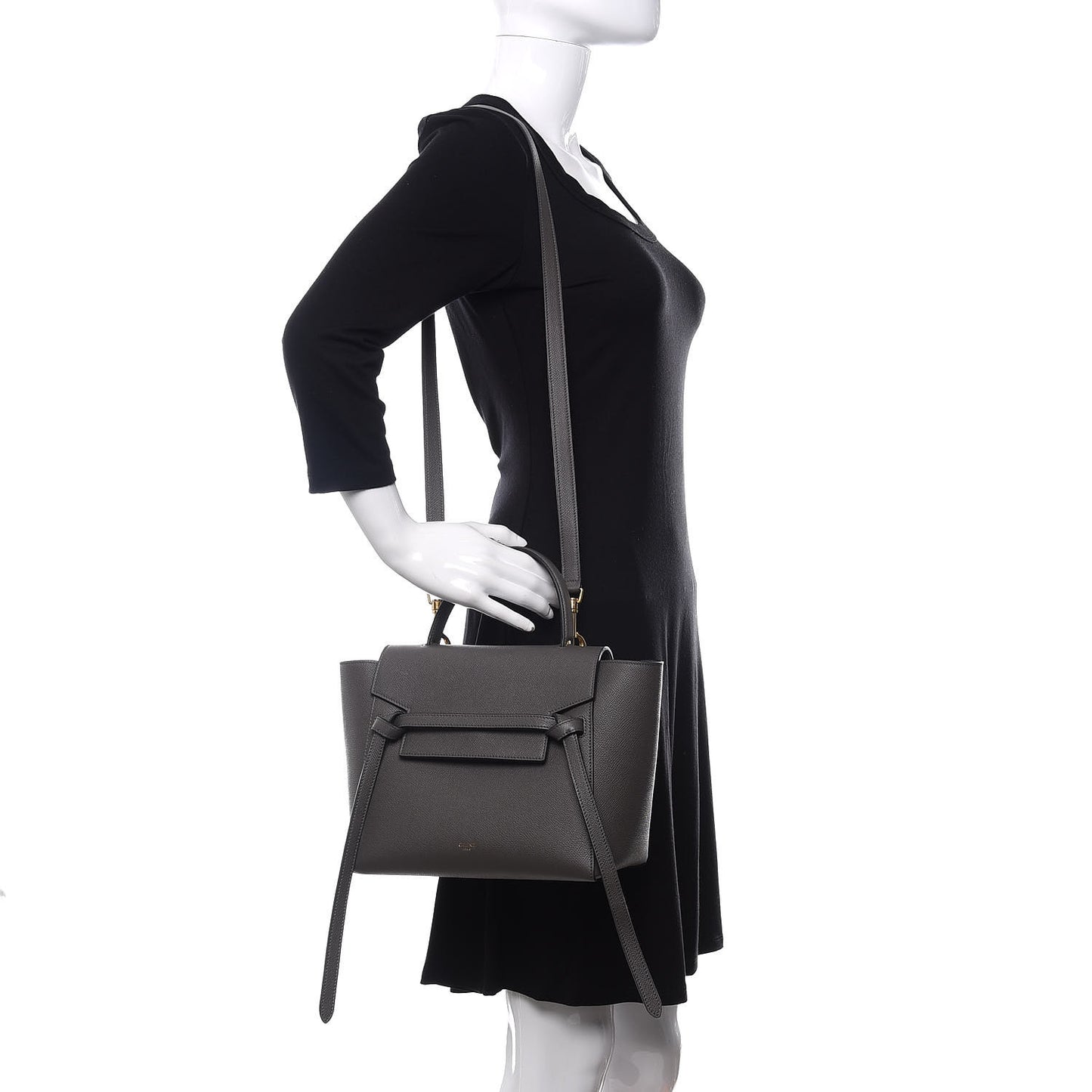 Baby Grained Calfskin Micro Belt Bag Grey