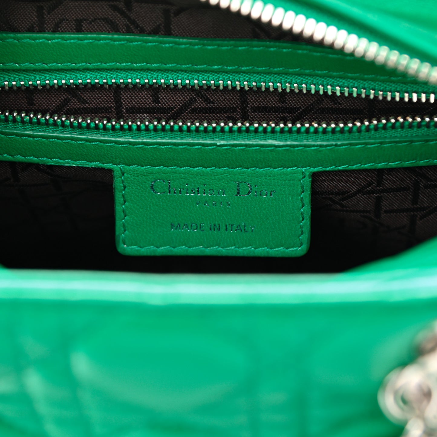 Lambskin Cannage Medium Lady Dior Green