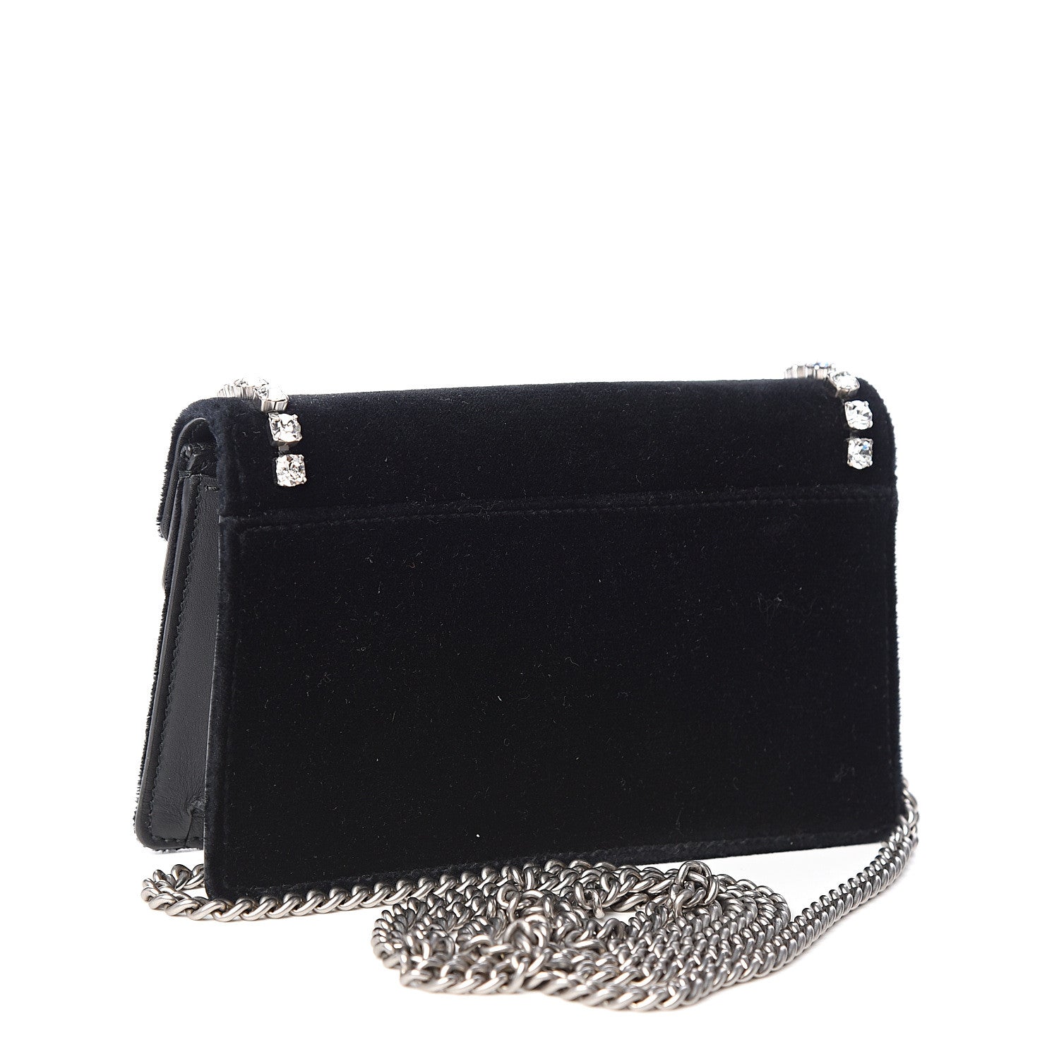 Gucci Velvet Crystal Super Mini Dionysus Shoulder Bag Black 2 of 8