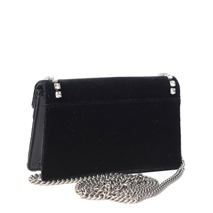 Gucci Velvet Crystal Super Mini Dionysus Shoulder Bag Black 2 of 8