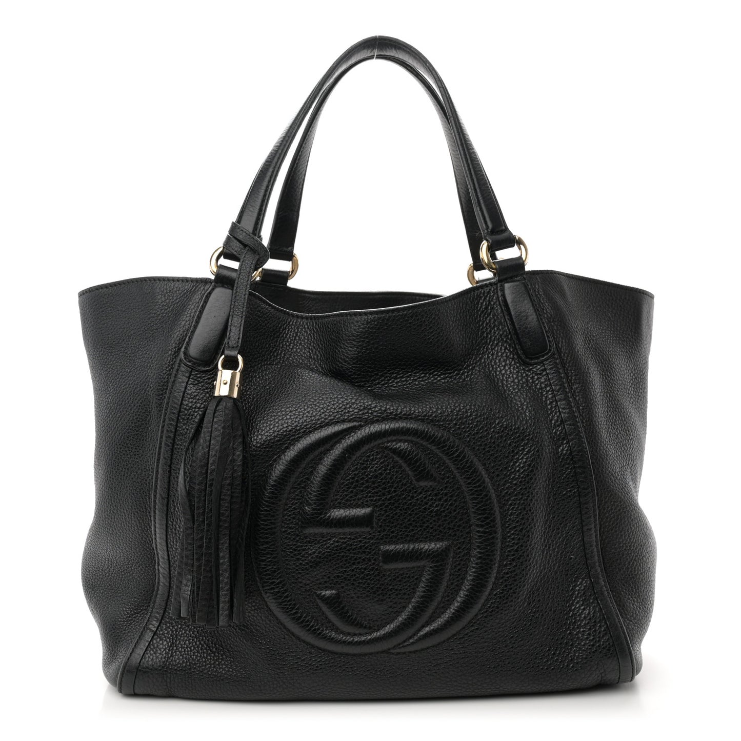 Pebbled Calfskin Medium Soho Shoulder Bag Black