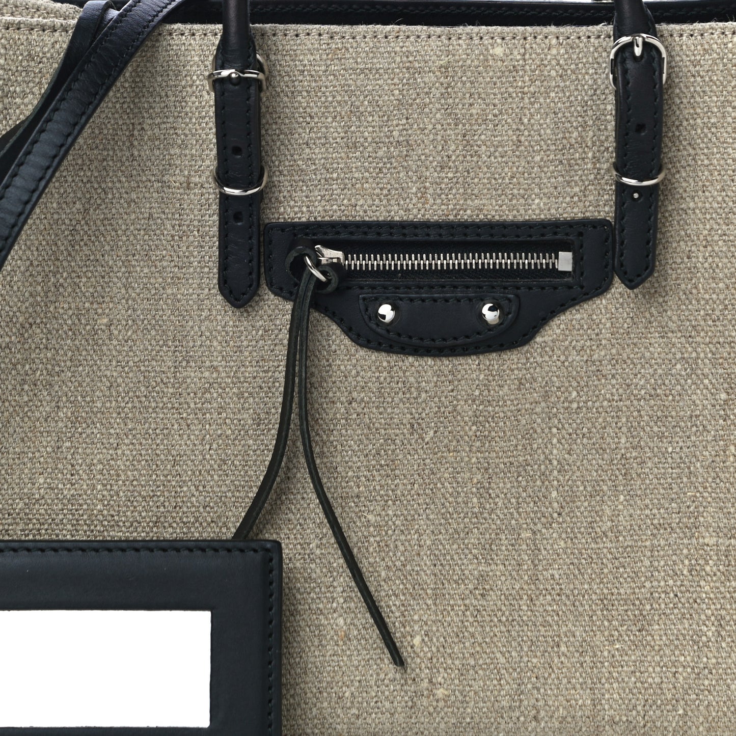 Canvas Papier A6 Zip Around Tote Beige Black