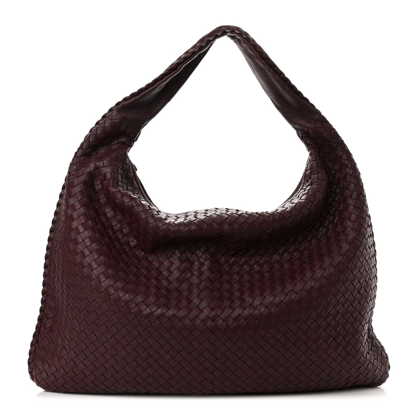 Nappa Intrecciato Large Veneta Hobo Dark Red