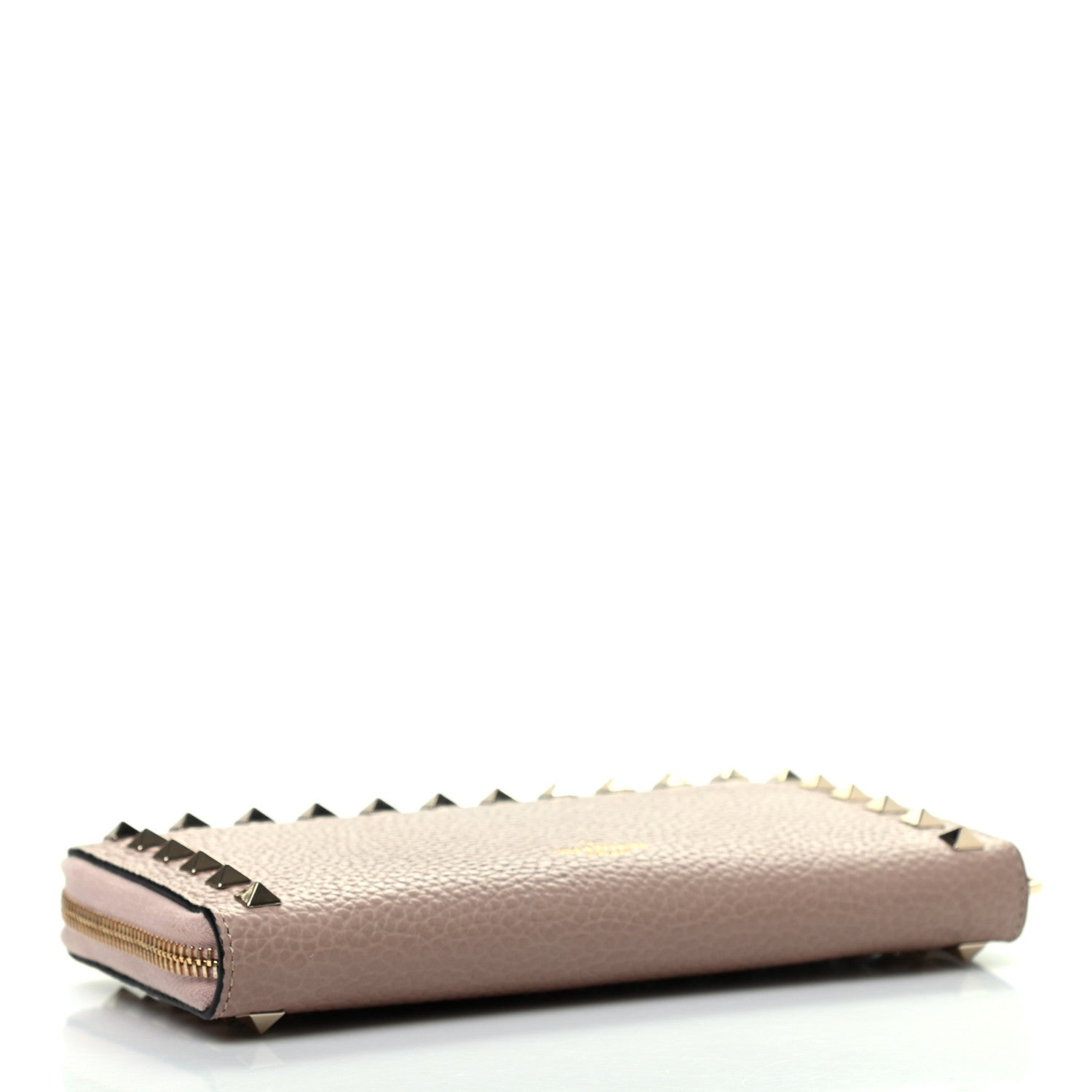 Valentino Garavani Pebbled Calfskin Rockstud Zip Around Wallet Poudre 4 of 8