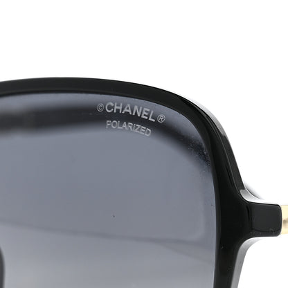 Chanel Metal Calfskin Polarized CC Chain Pilot Sunglasses 5439-Q-A Black 7 of 8