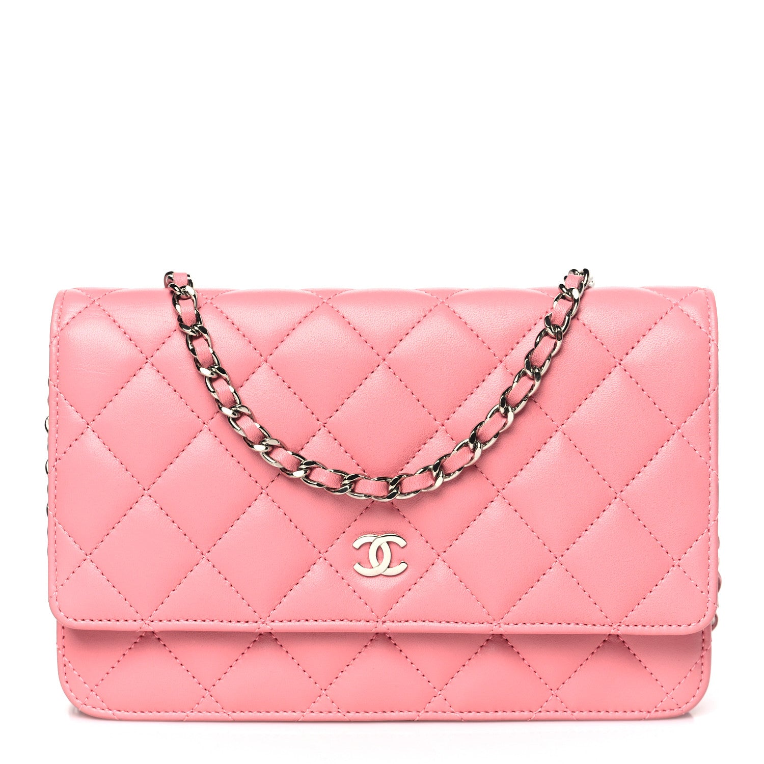 Chanel Lambskin Quilted Wallet On Chain WOC Pink 1 of 9
