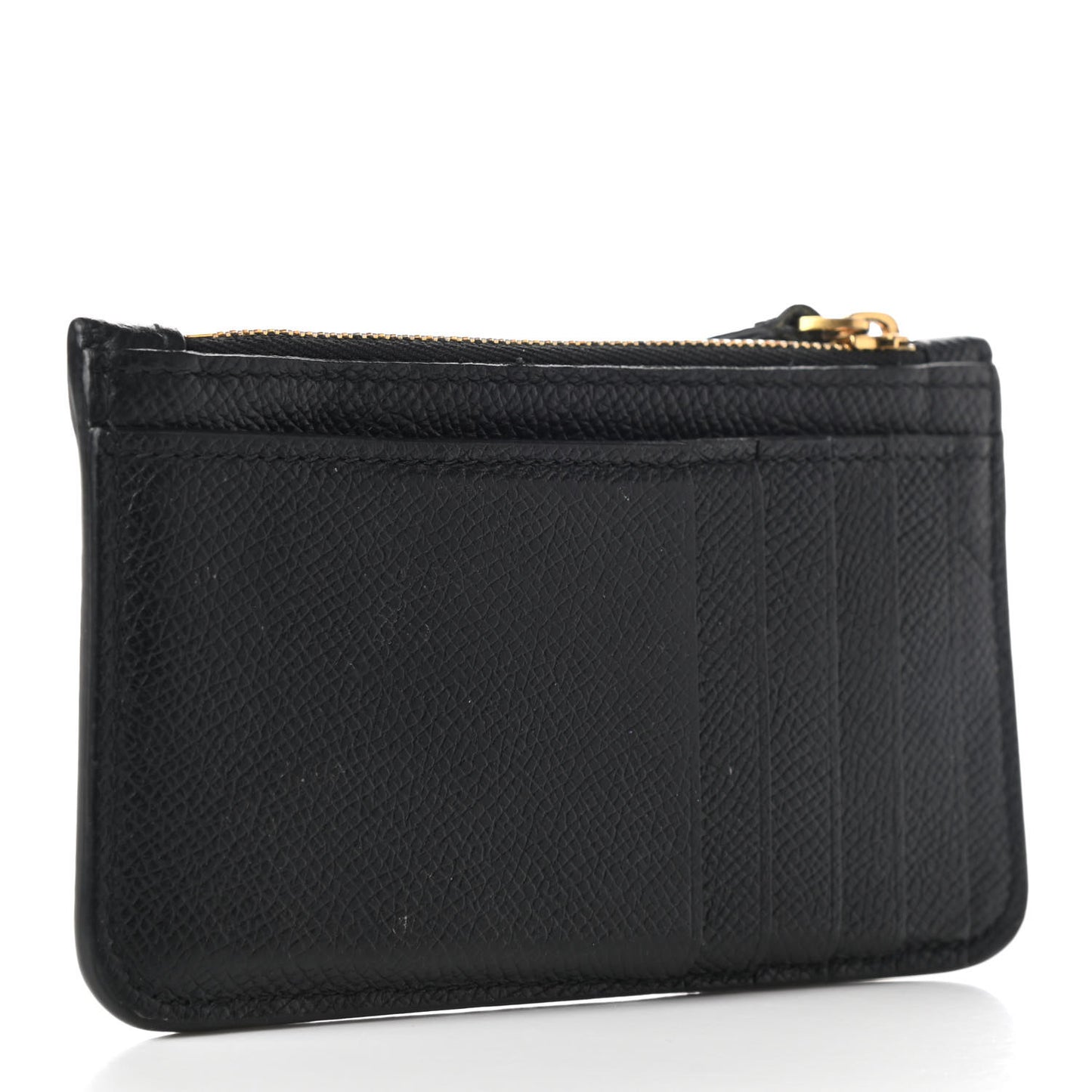Signature Grained Calfskin Logo Cash Long Coin Card Holder Black White