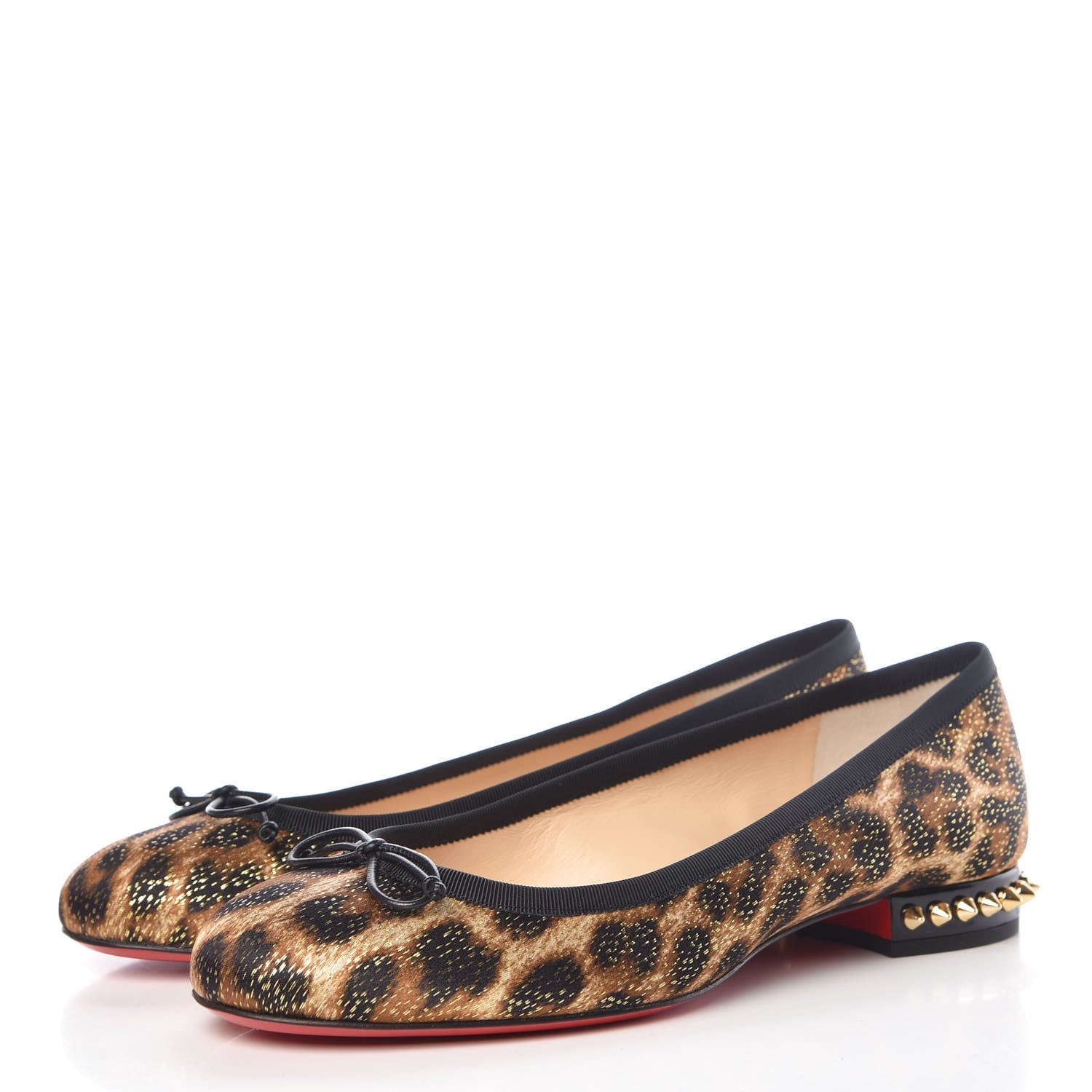Christian Louboutin Lurex Leopard La Massine Flats 36.5 Black Gold 3 of 8