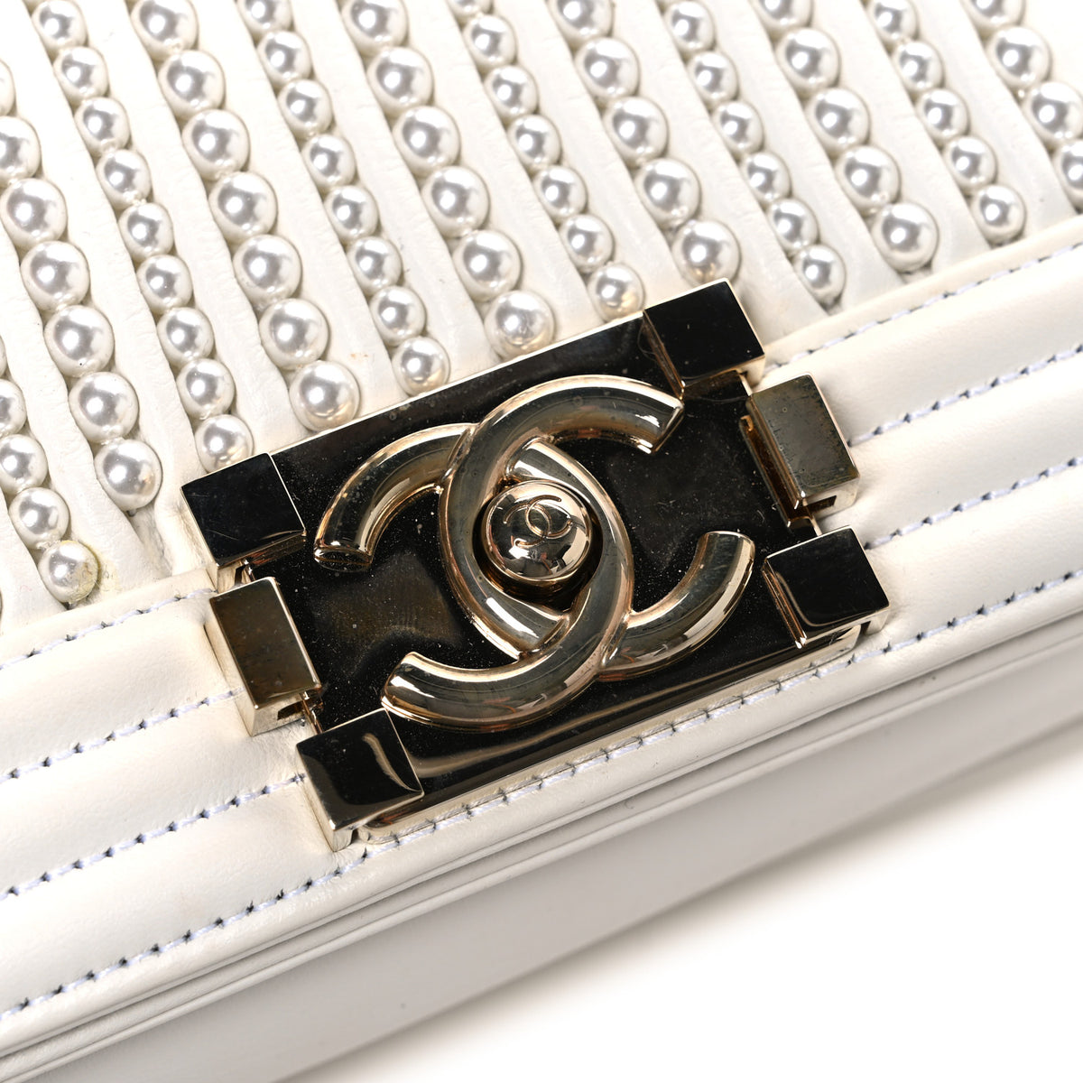Chanel Calfskin Pearl Small Boy Flap White 11 of 11