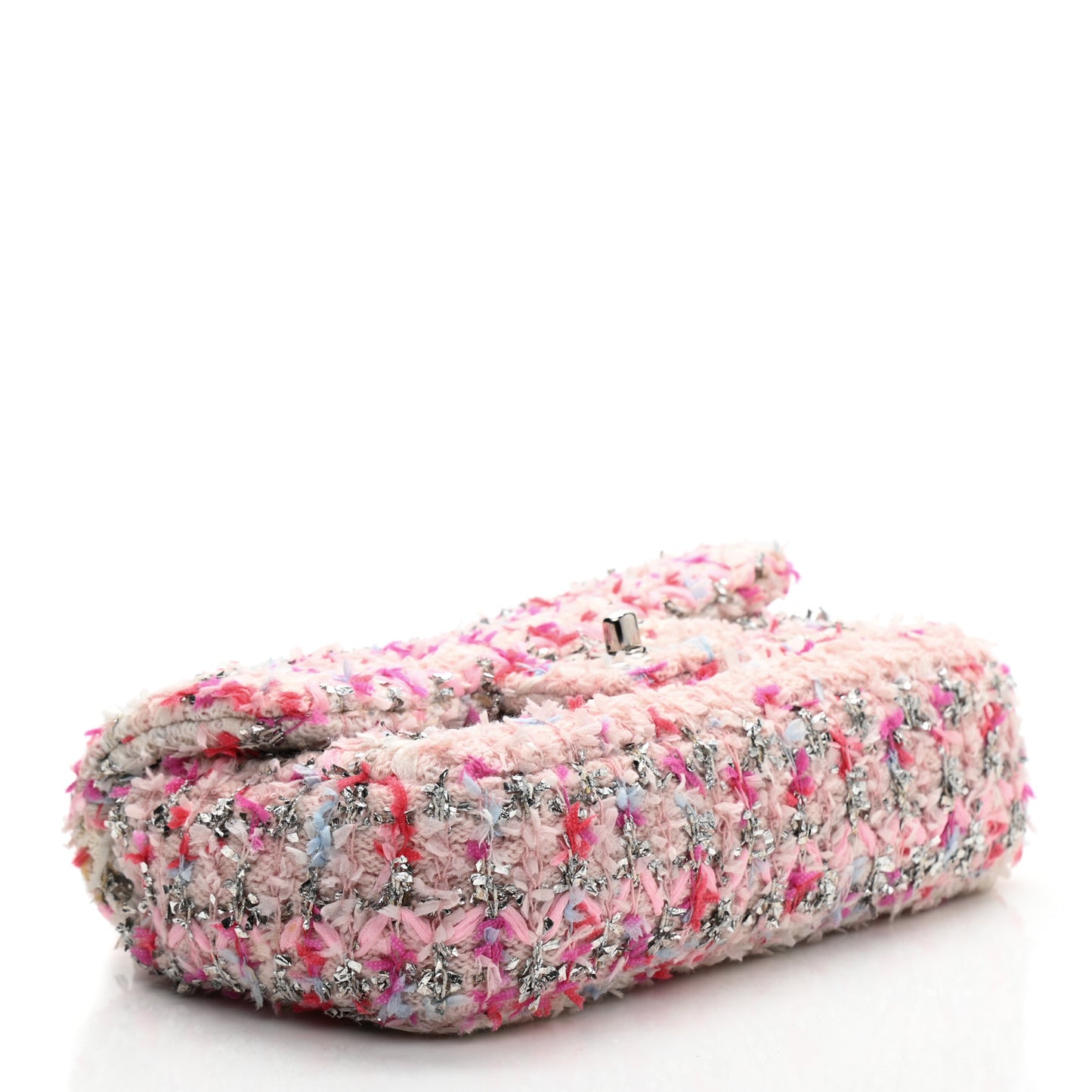 Tweed Quilted Mini Rectangular Flap Light Pink Silver Blue