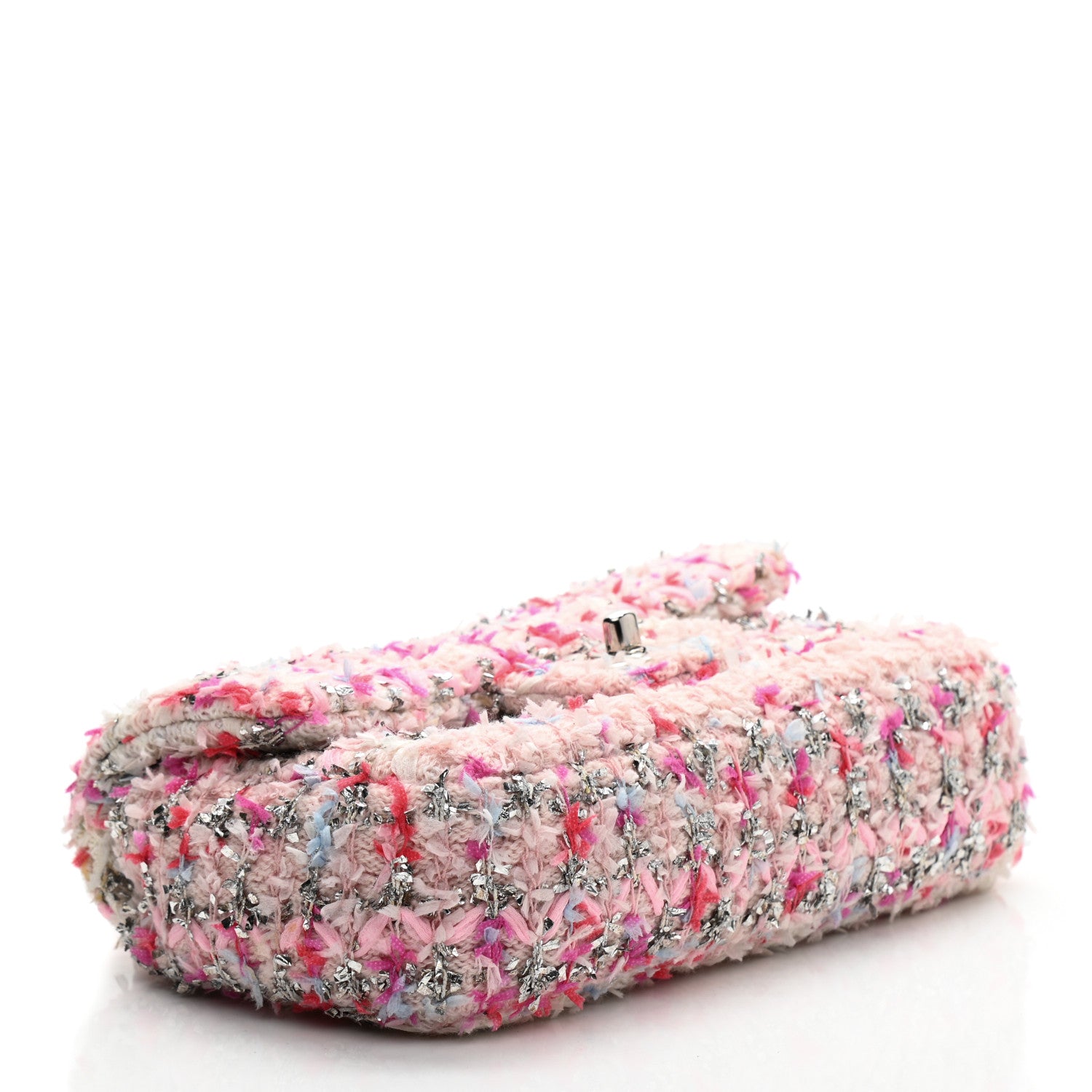 Chanel Tweed Quilted Mini Rectangular Flap Light Pink Silver Blue 4 of 10