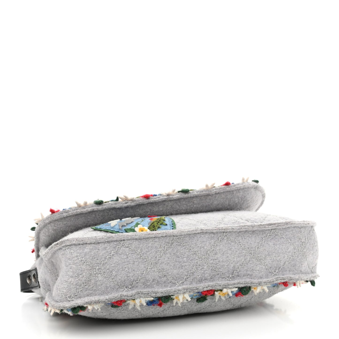 Felt Embroidered Small Crest Austrian Satchel Light Grey