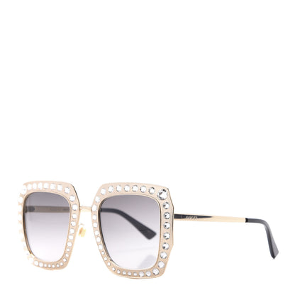 Gucci Metal Acetate Crystal Oversize GG0115S Sunglasses Gold 1 of 8