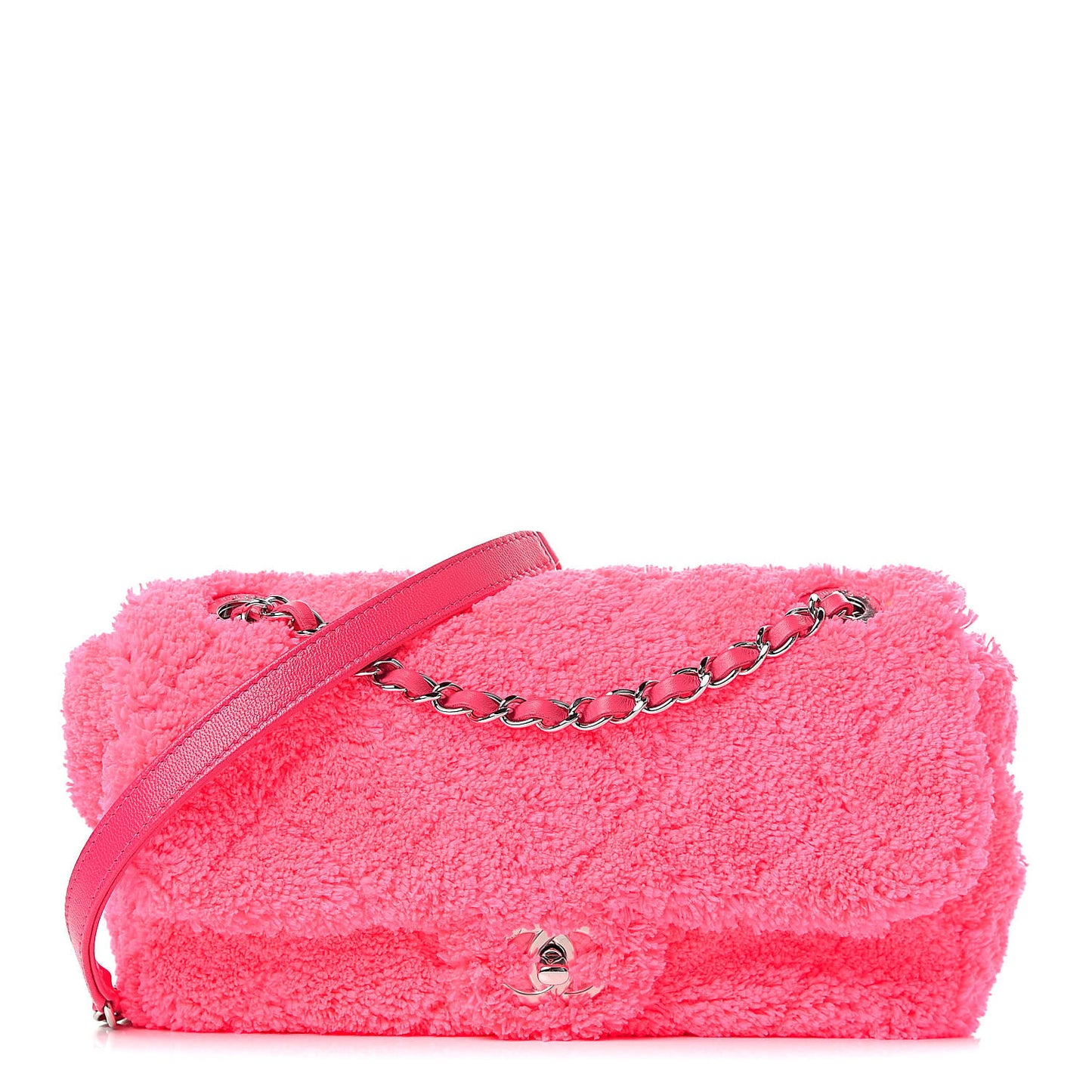 Lambskin Calfskin Mixed Fibers Quilted Medium Flap Pink