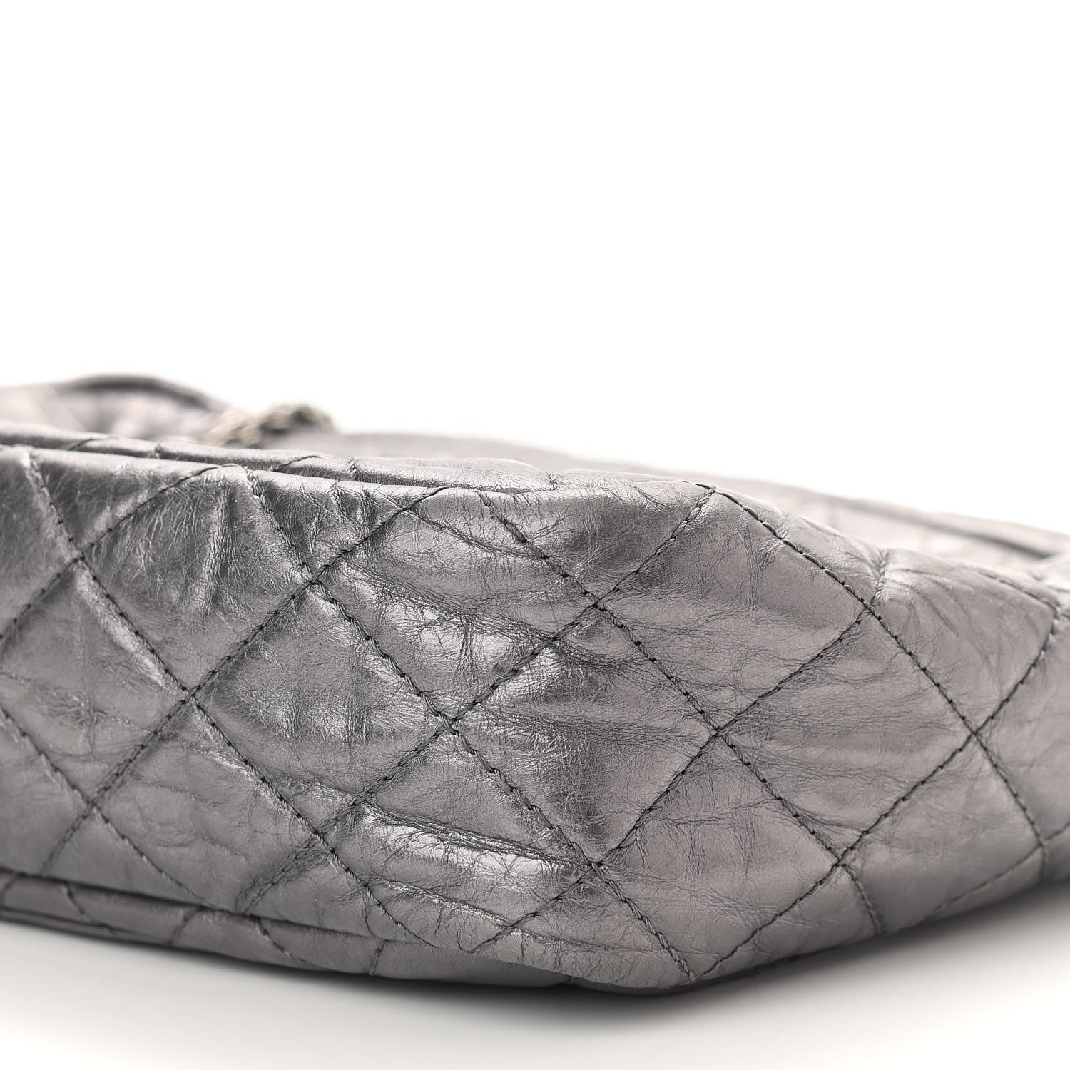 Chanel Metallic Aged Calfskin Quilted Large Reissue Camera Case Silver 10 of 10