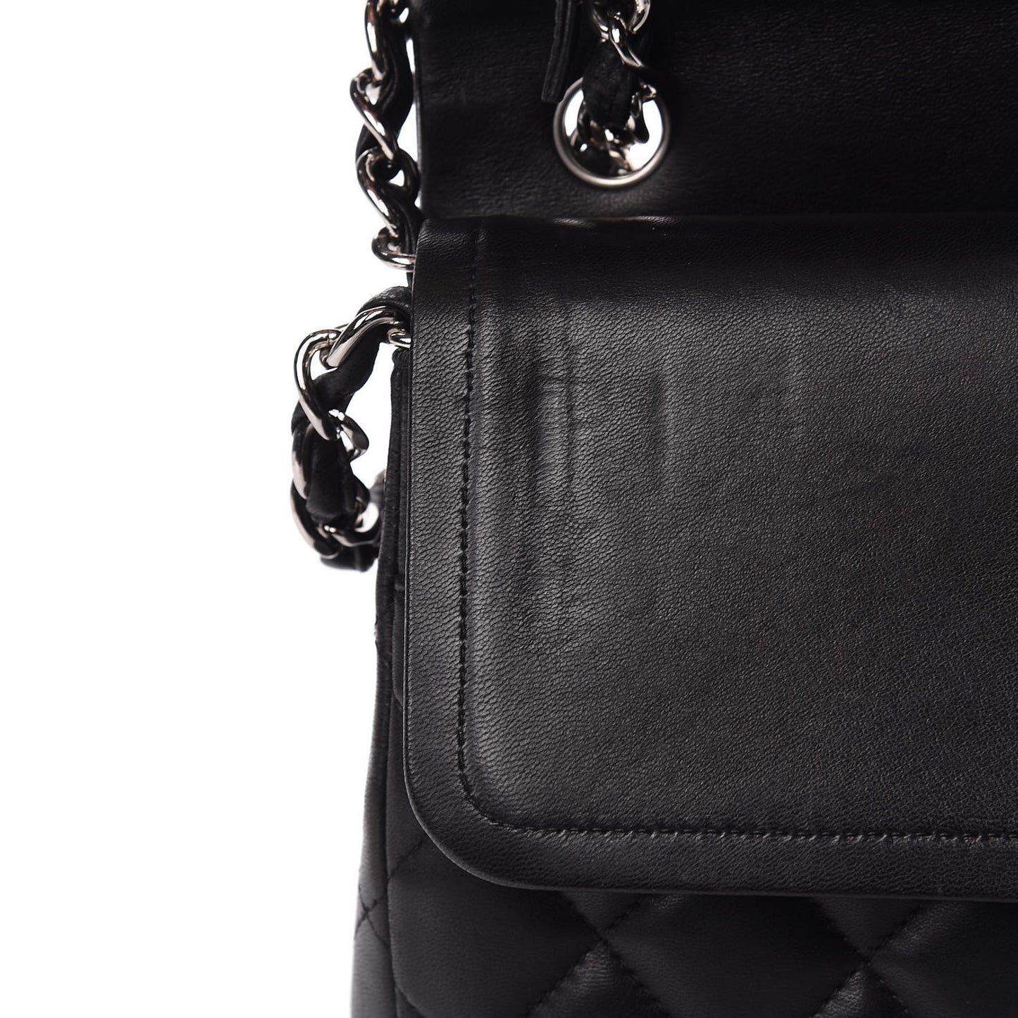 Lambskin Quilted Jumbo Double Flap Black