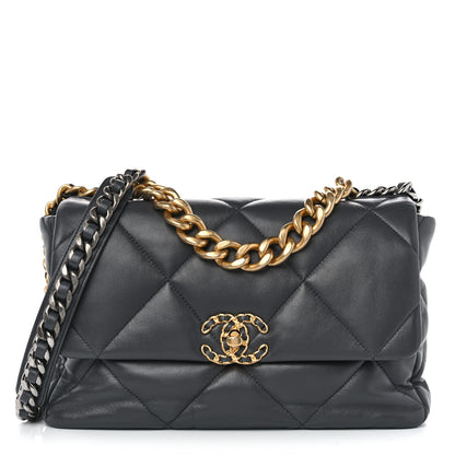 Chanel Lambskin Quilted Large Chanel 19 Flap Dark Grey 1 of 10