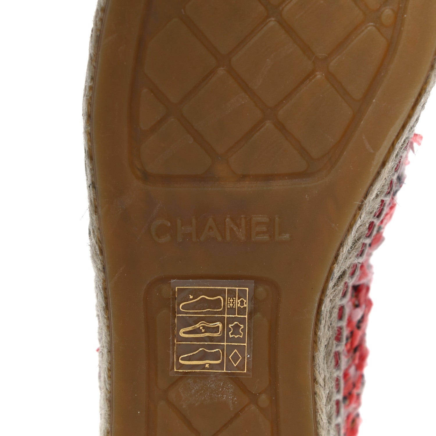 Chanel Tweed Lambskin CC Espadrilles 39 Coral Pink Black Red 10 of 16