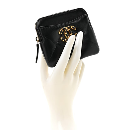 Chanel Lambskin Quilted Chanel 19 Zip Card Holder Wallet Black 2 of 7