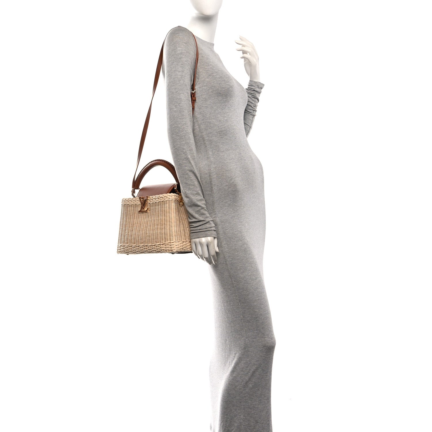 Louis Vuitton Rattan Calfskin Capucines BB Tan 2 of 10
