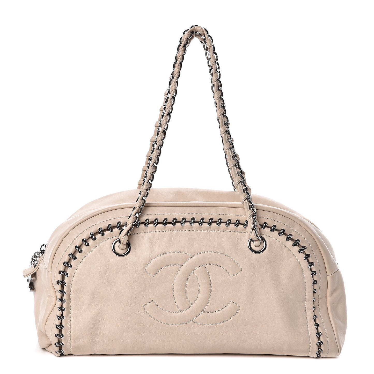 Smooth Calfskin Medium Luxe Ligne Bowler Light Beige