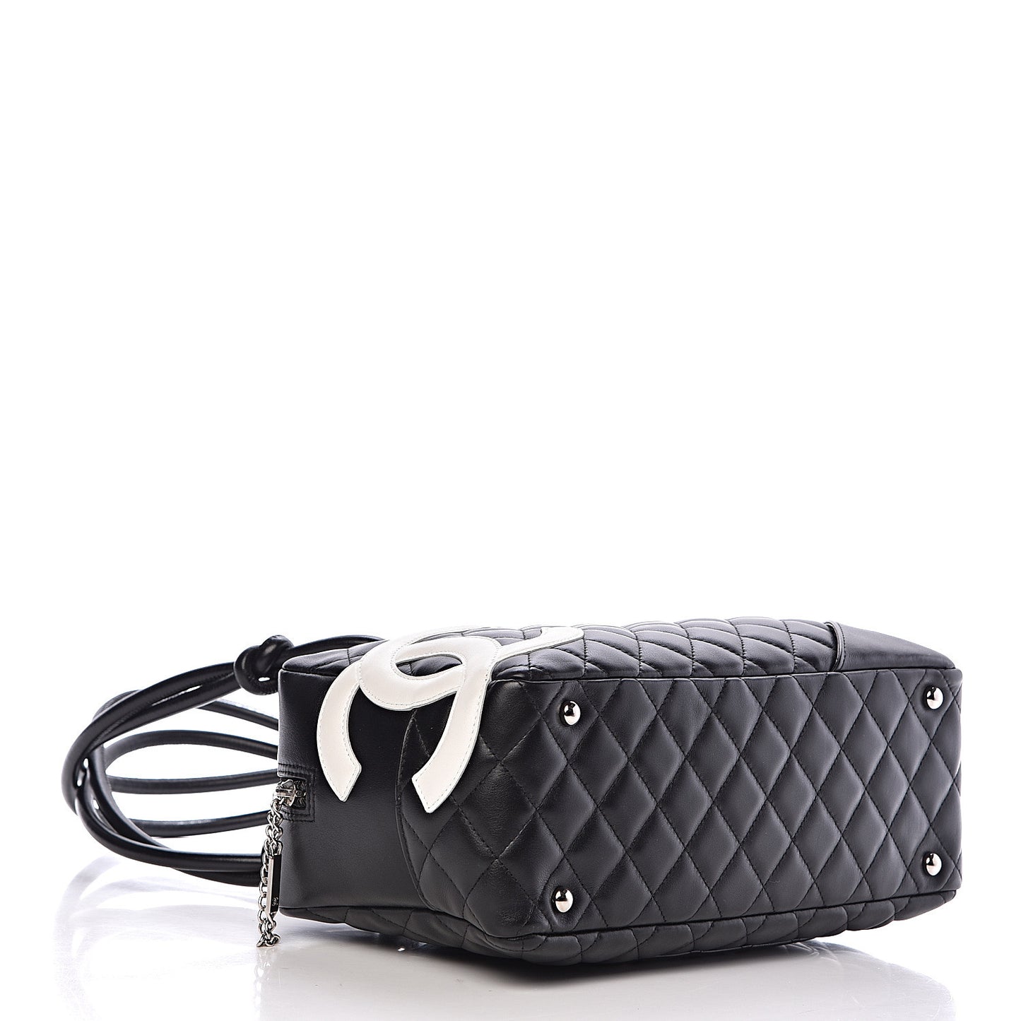 Calfskin Quilted Large Cambon Bowler Black White