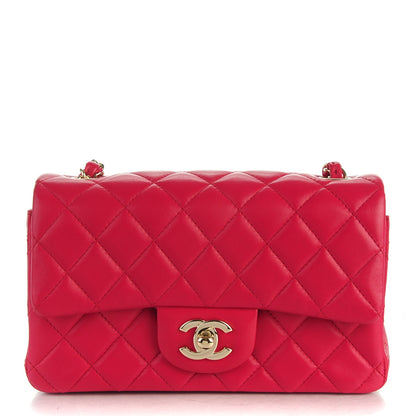 Chanel Lambskin Quilted Mini Rectangular Flap Red 1 of 8