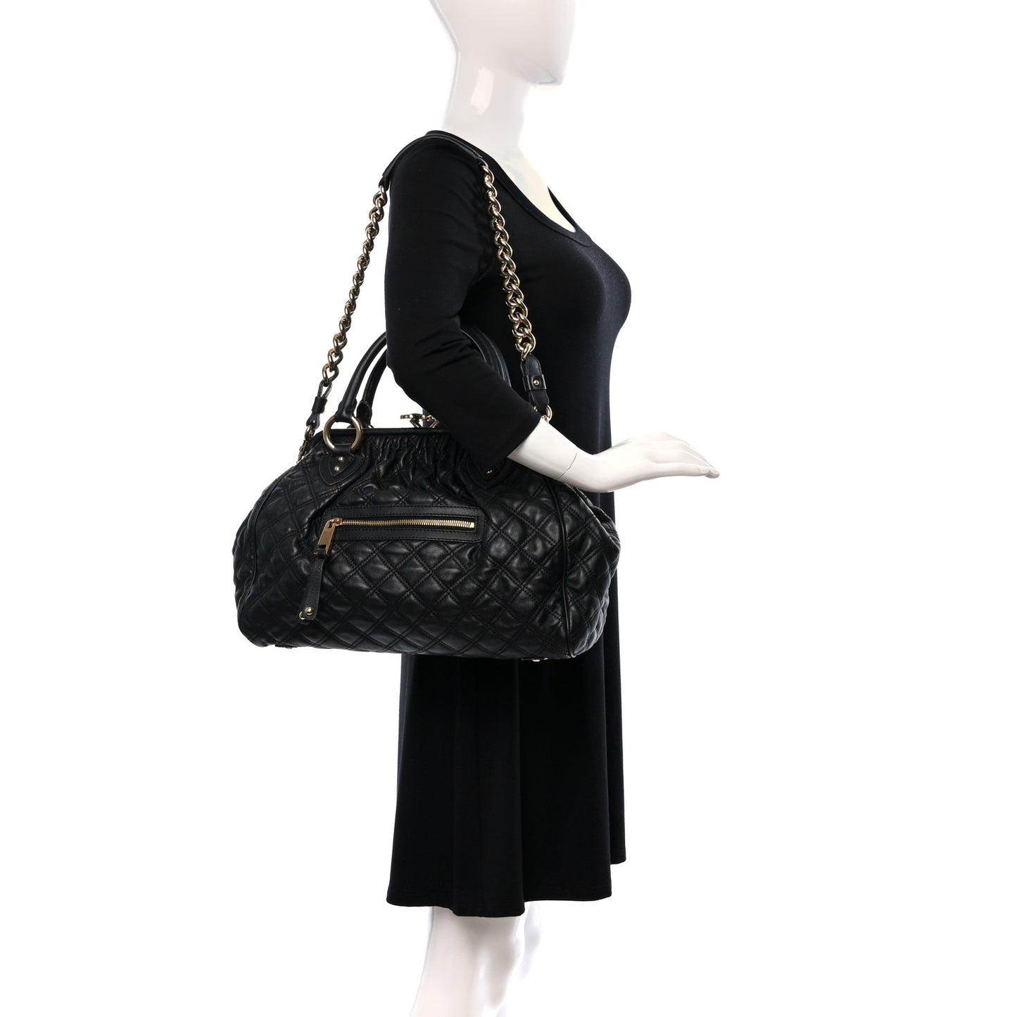 Calfskin Quilted Stam Black