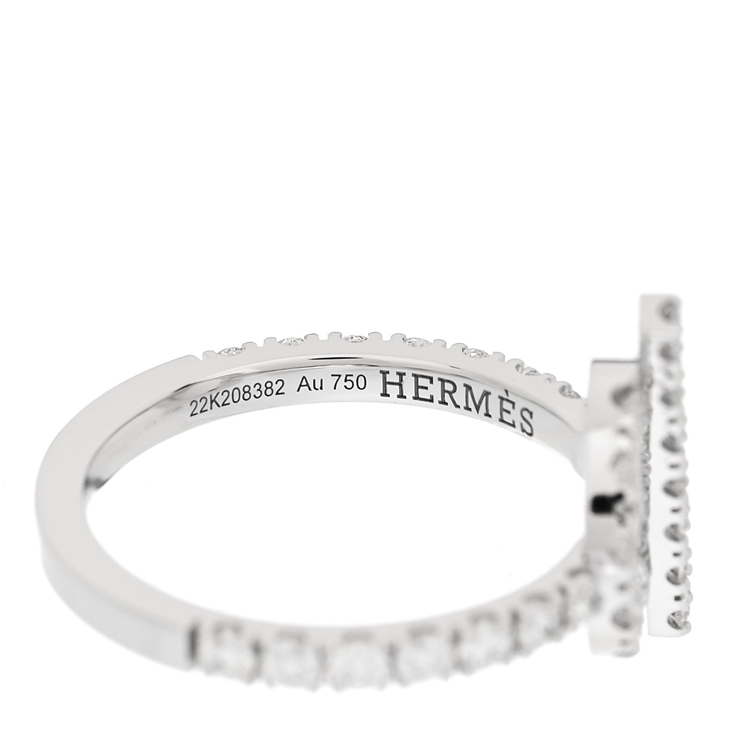 Hermes 18K White Gold Diamond Finesse Ring 52 6 4 of 5