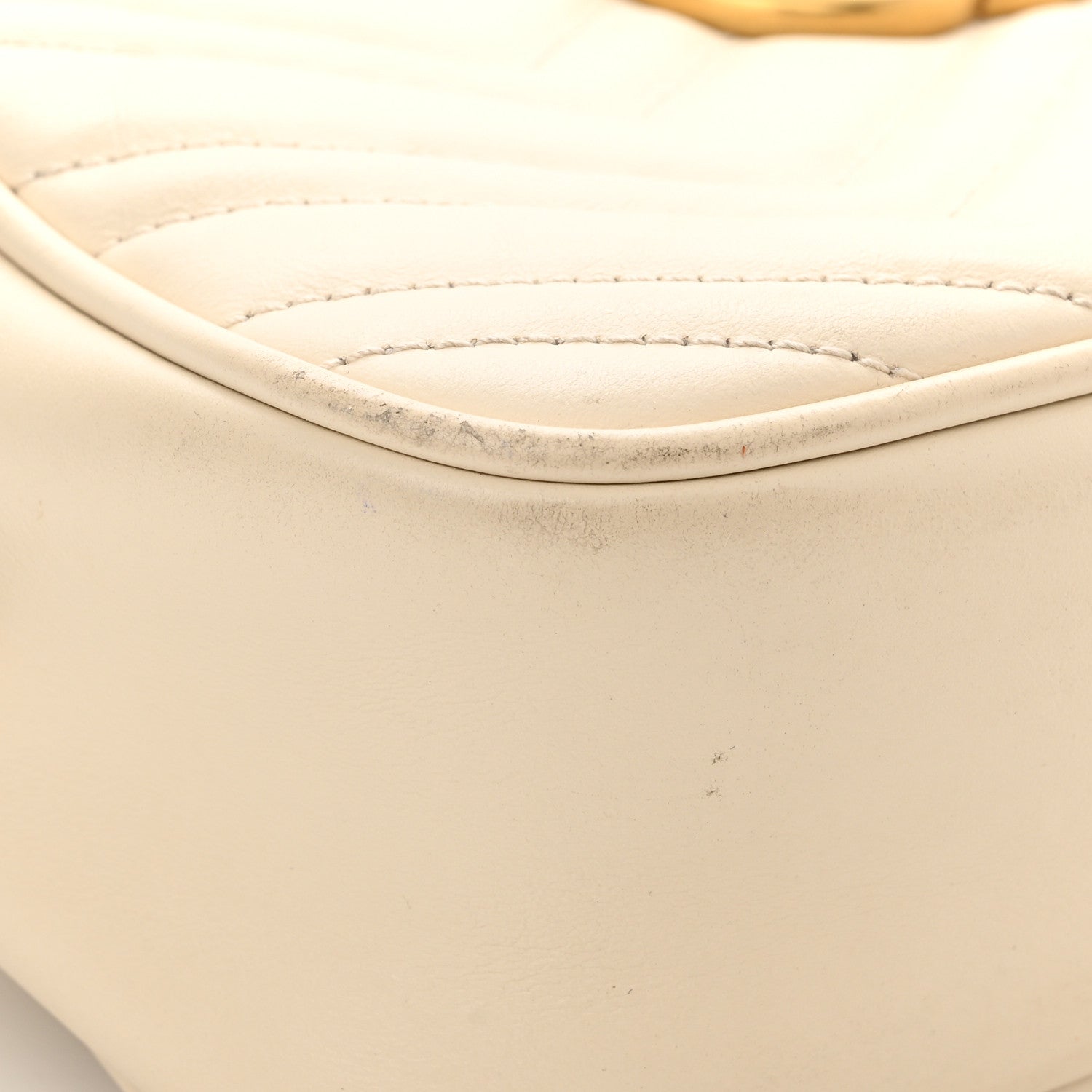 Gucci Calfskin Matelasse Small GG Marmont Chain Shoulder Bag White 13 of 15