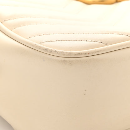 Gucci Calfskin Matelasse Small GG Marmont Chain Shoulder Bag White 13 of 15