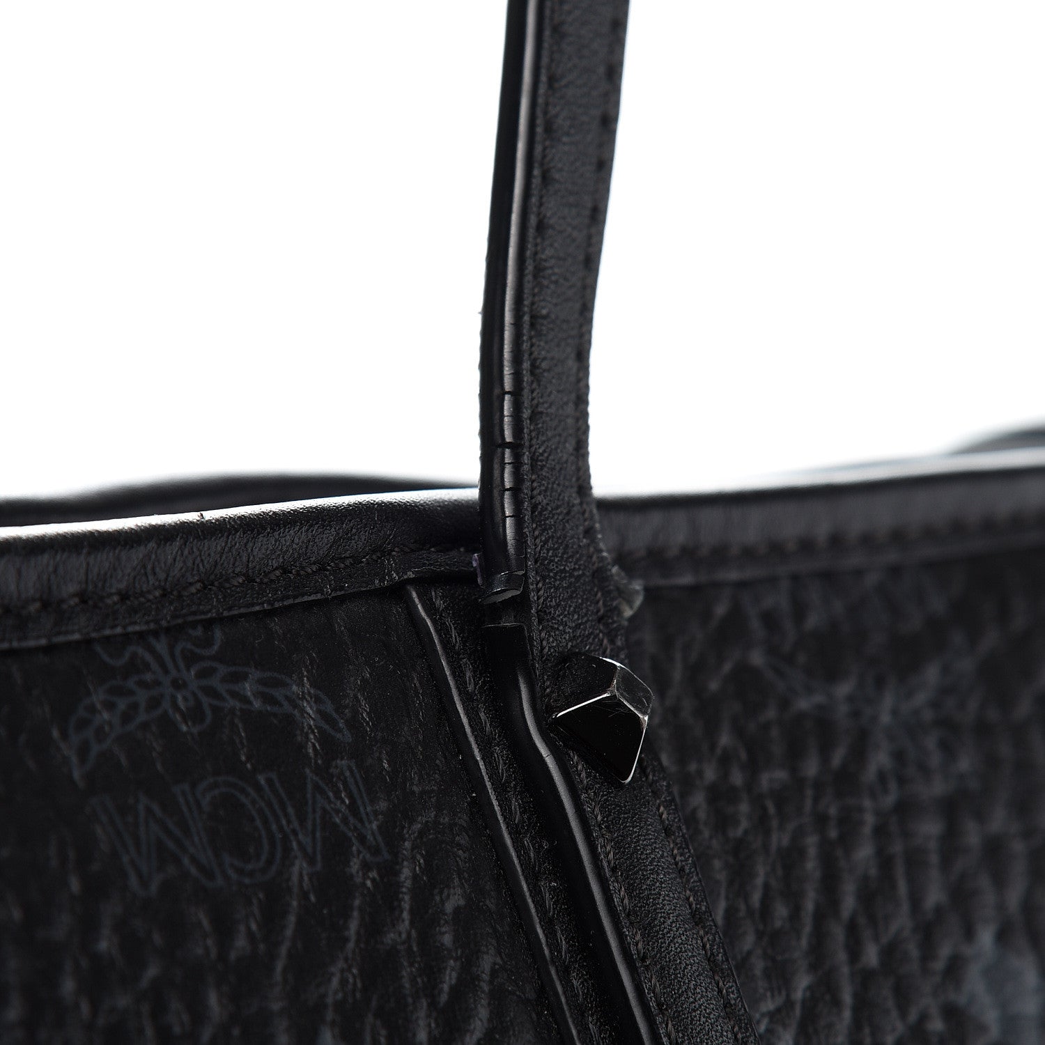 MCM Visetos Medium Anya Zip Top Shopper Tote Black 10 of 16