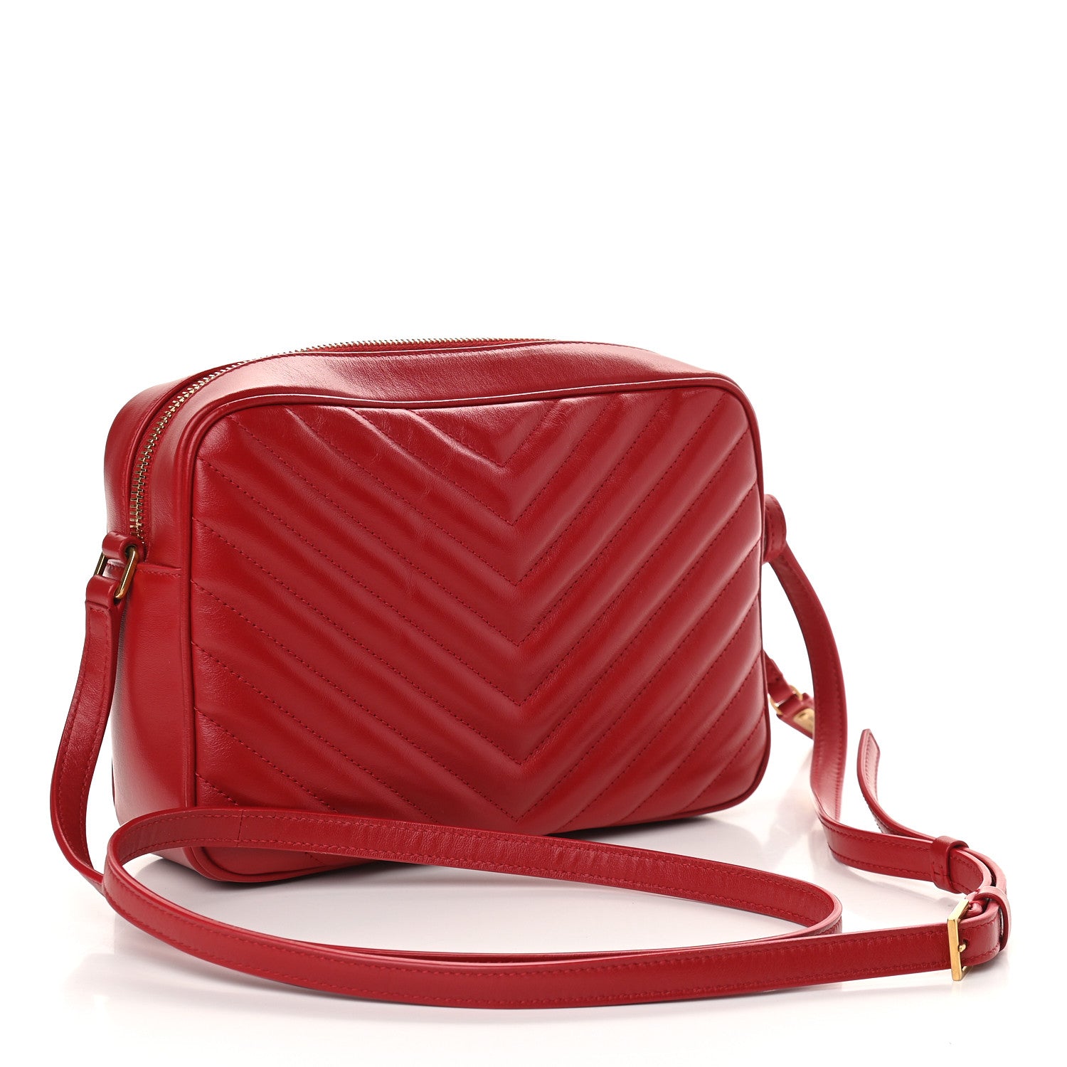 Saint Laurent Calfskin Matelasse Monogram Lou Camera Bag Red 3 of 8