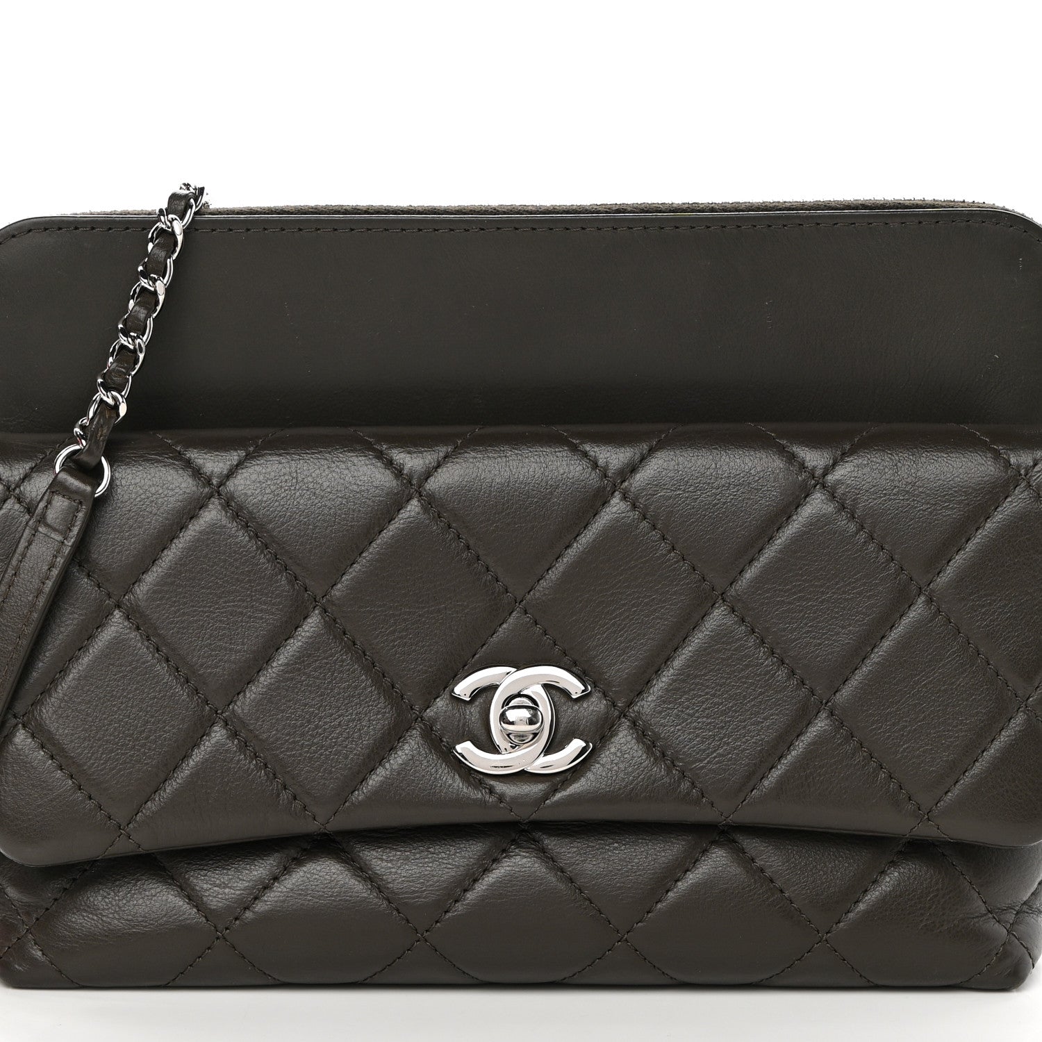 Chanel Lambskin Quilted Crossbody Dark Khaki 8 of 14