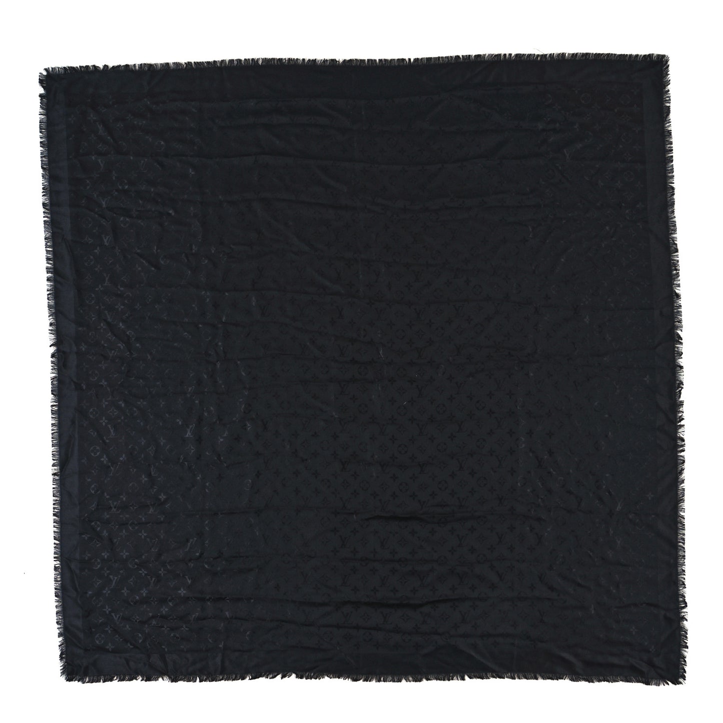 Silk Wool Monogram Shawl Black