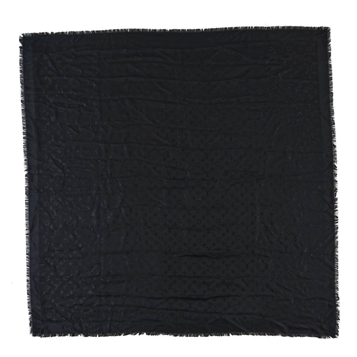 Louis Vuitton Silk Wool Monogram Shawl Black 1 of 4