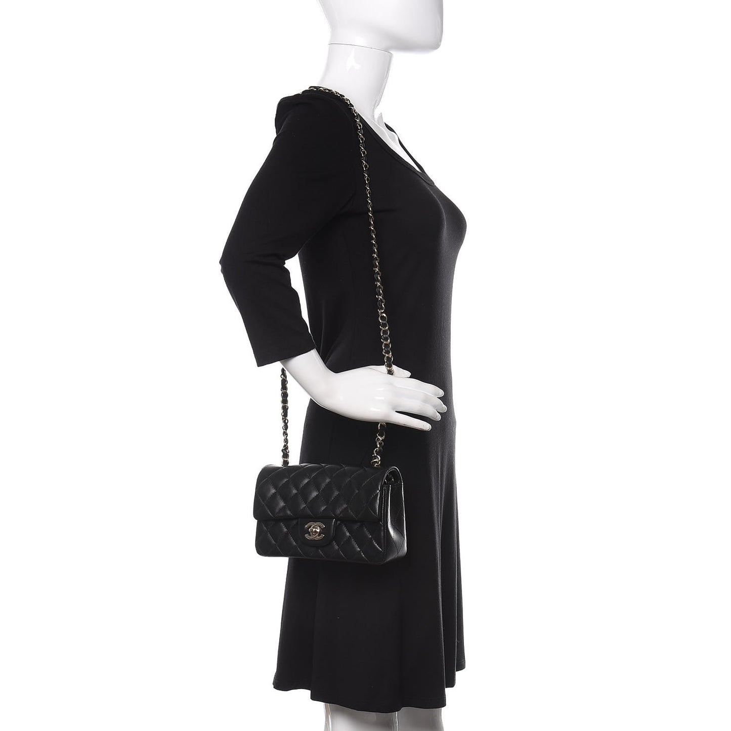 Lambskin Quilted Mini Rectangular Flap Black