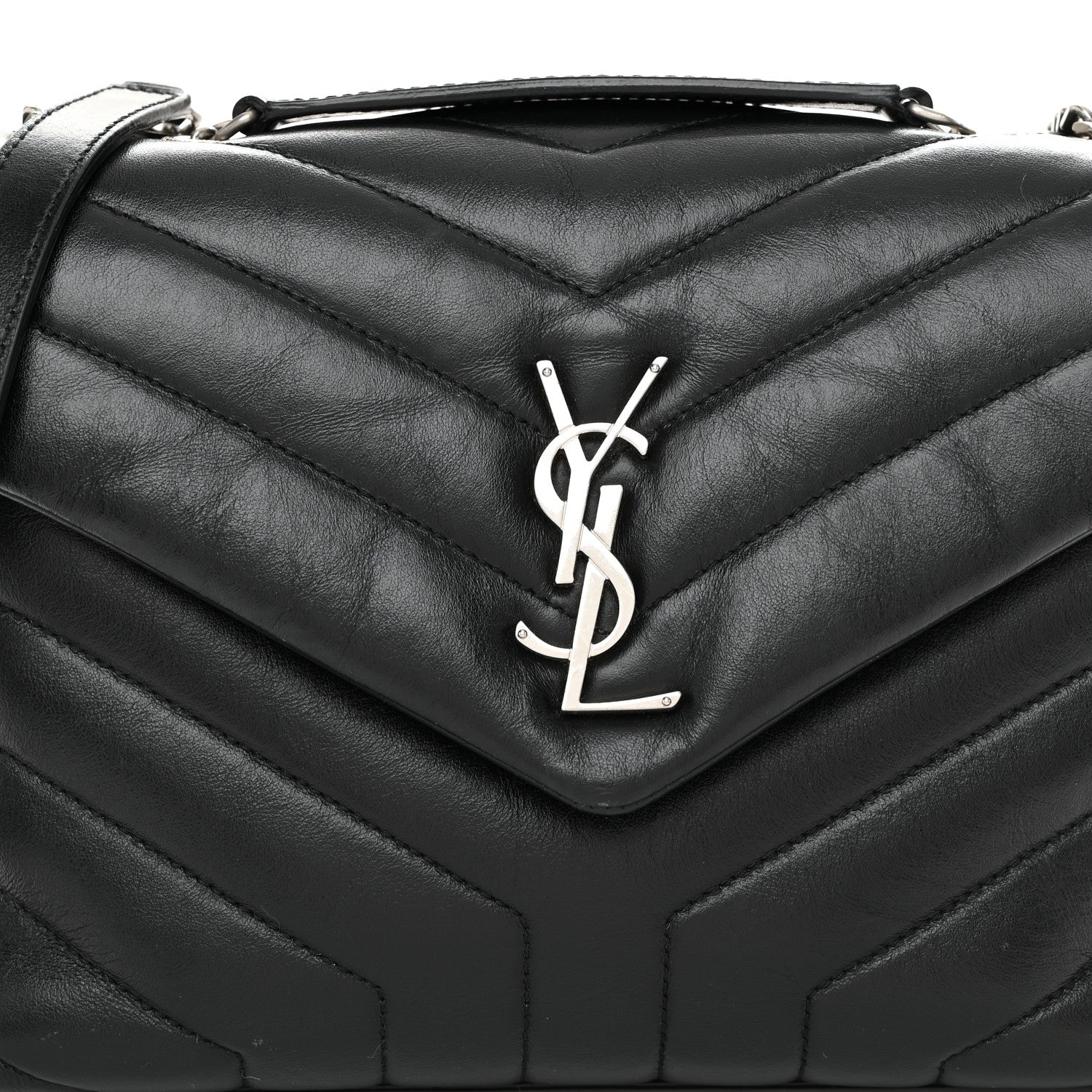 Saint Laurent Calfskin Y Quilted Monogram Small Loulou Chain Satchel Black 8 of 11