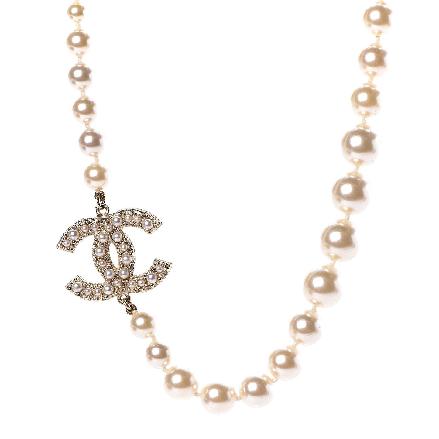 Graduated Pearl Crystal CC Short Necklace Gold