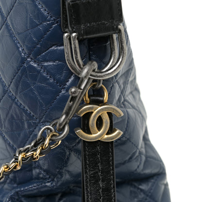 Chanel Aged Calfskin Quilted Large Gabrielle Shopping Tote Navy Black 13 of 13