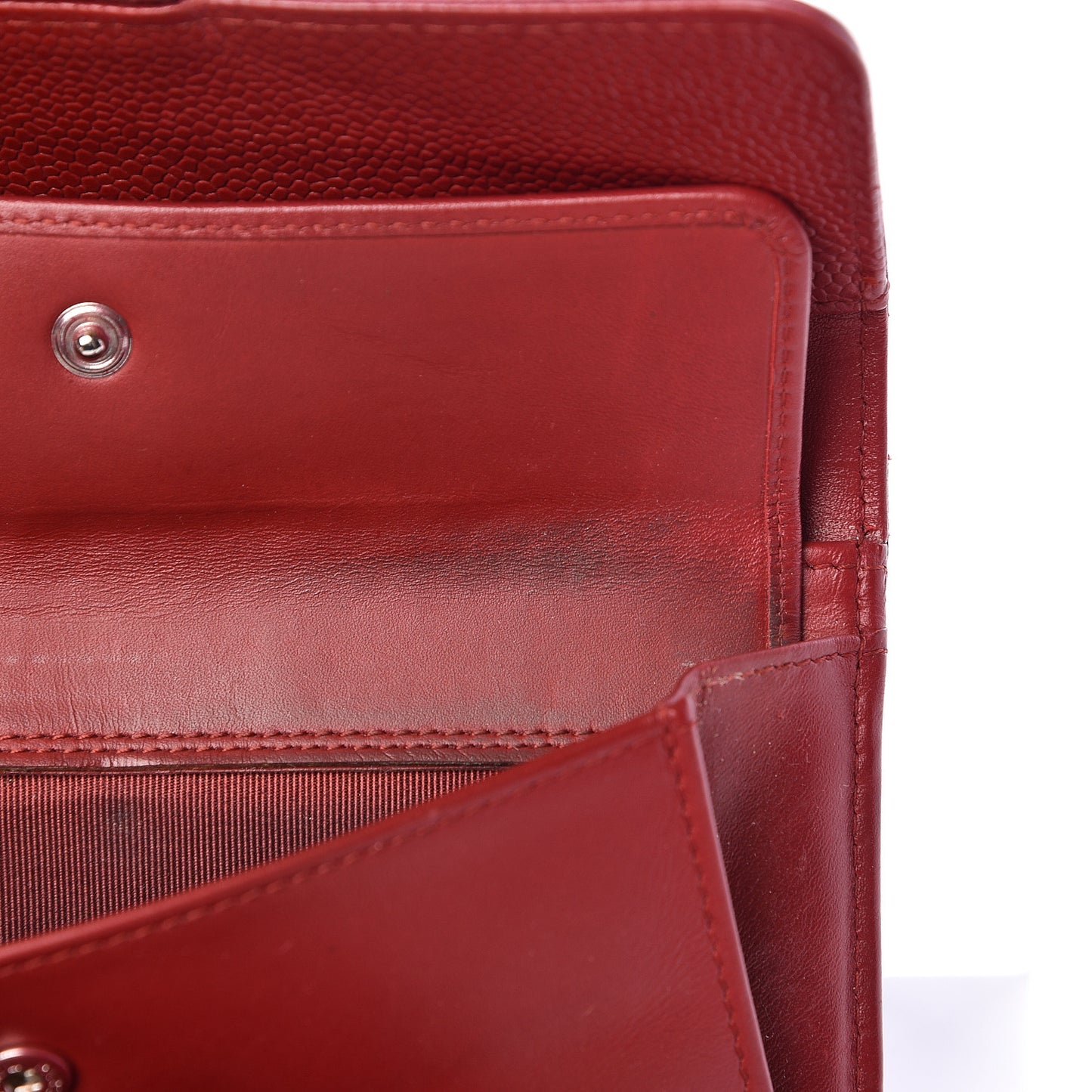Caviar Quilted Large Flap Wallet Dark Red