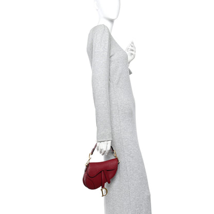 Christian Dior Grained Calfskin Mini Saddle Bag Red 2 of 9
