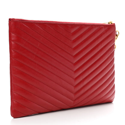 Saint Laurent Calfskin Matelasse Monogram Cassandre Tablet Pouch Rouge Eros 3 of 8