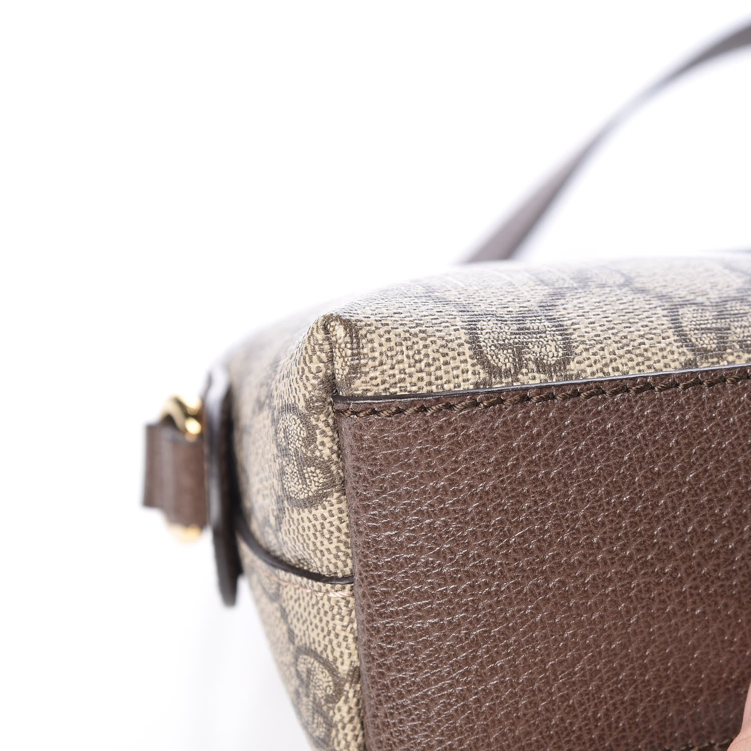 Gucci GG Supreme Monogram Textured Dollar Calfskin Web Small Ophidia Dome Shoulder Bag Beige Ebony New Acero 12 of 14