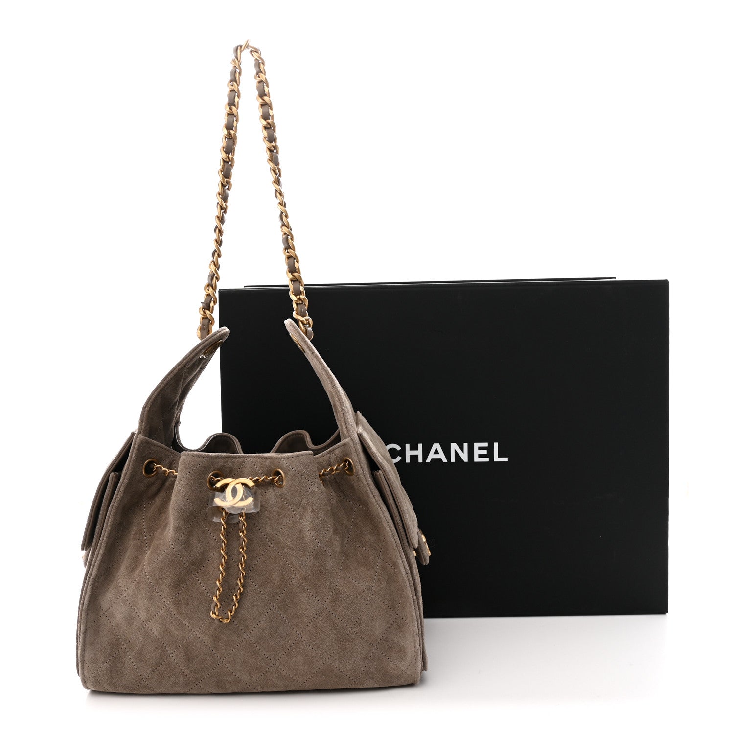 Chanel Suede Quilted Small Chanel 25 Handbag Dark Grey 11 of 11