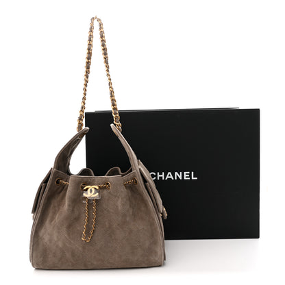 Chanel Suede Quilted Small Chanel 25 Handbag Dark Grey 11 of 11