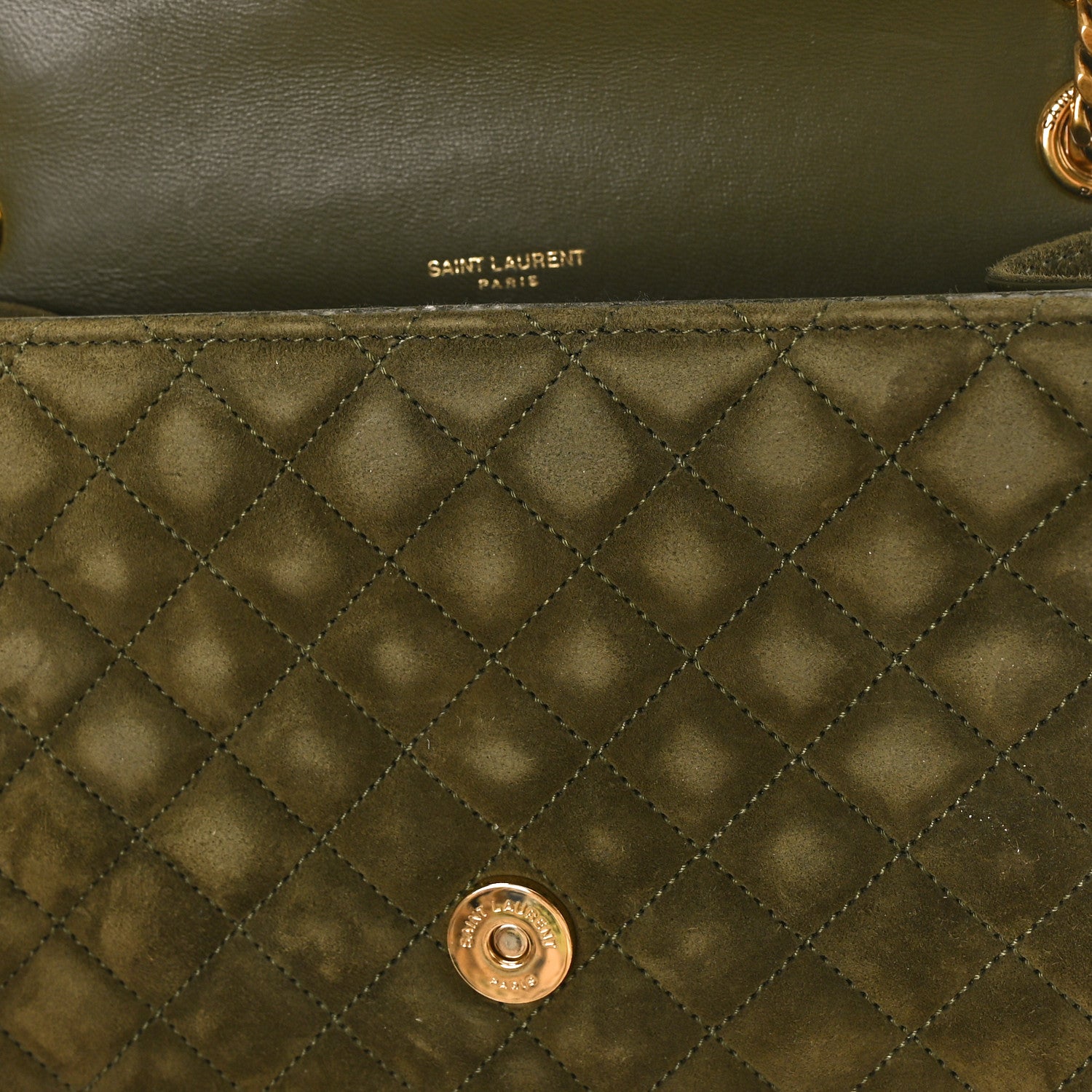 Saint Laurent Suede Mixed Matelasse Triquilt Medium Loden Green 9 of 9