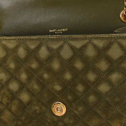 Saint Laurent Suede Mixed Matelasse Triquilt Medium Loden Green 9 of 9