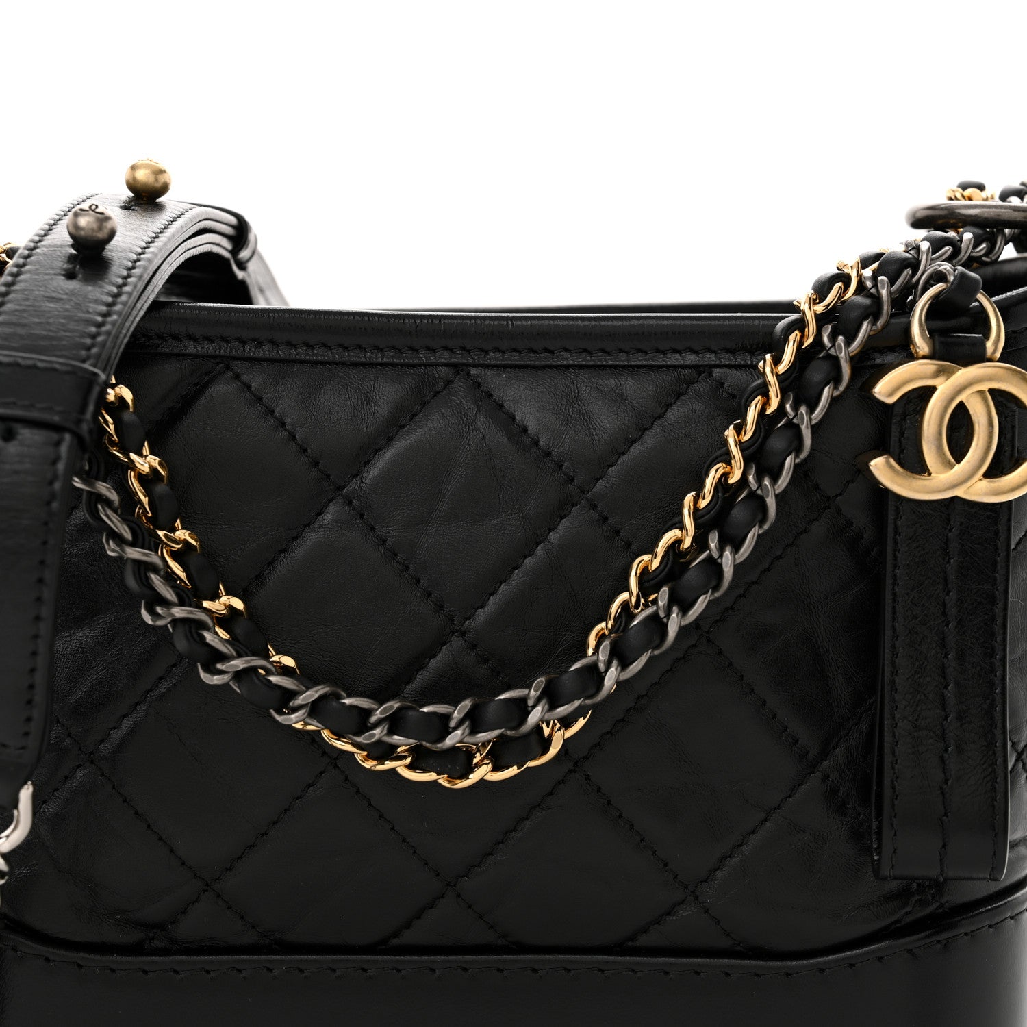 Chanel Aged Calfskin Quilted Small Gabrielle Hobo Black 8 of 10